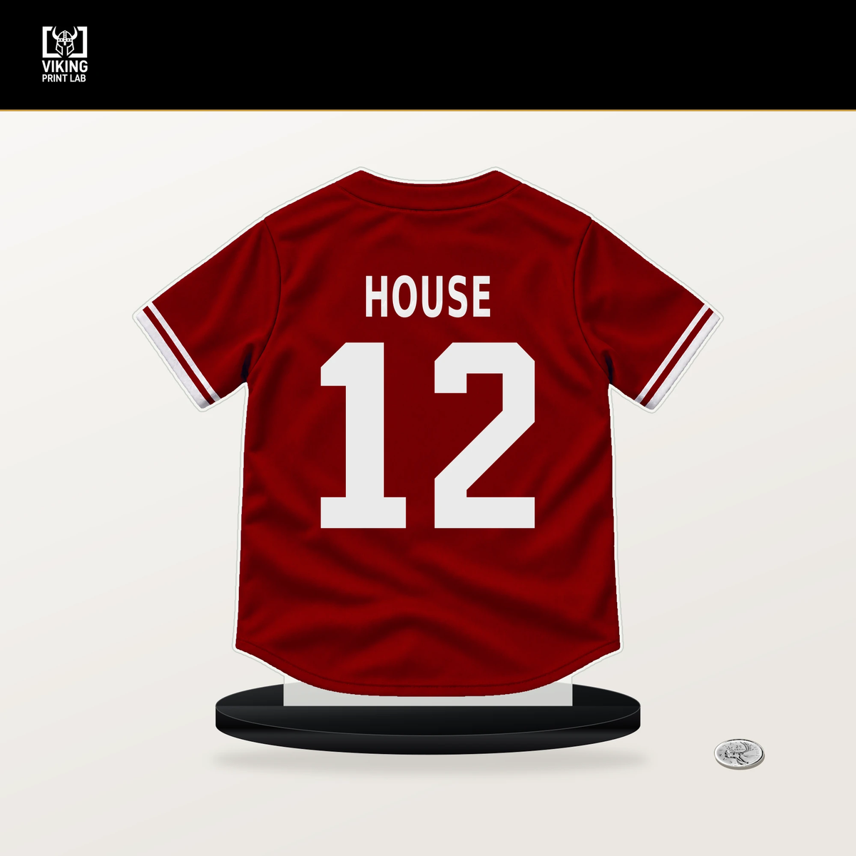 Brady House number 12 Washington Nationals jersey stand with included black base.