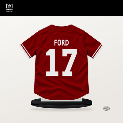 Harry Ford number 17 Washington Nationals jersey stand with included black base.