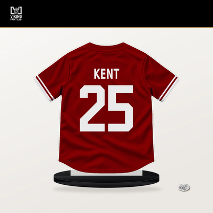 Jackson Kent number 25 Washington Nationals jersey stand with included black base.