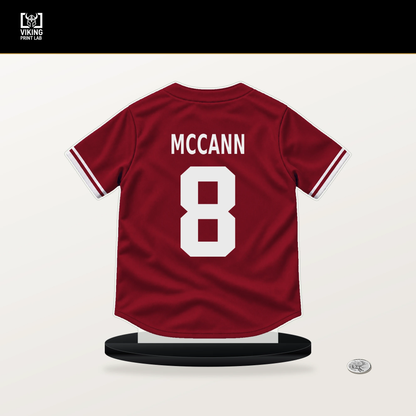 James McCann number 8 Arizona Diamondbacks jersey stand with included black base.