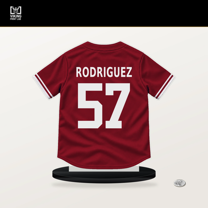 Eduardo Rodriguez number 57 Arizona Diamondbacks jersey stand with included black base.