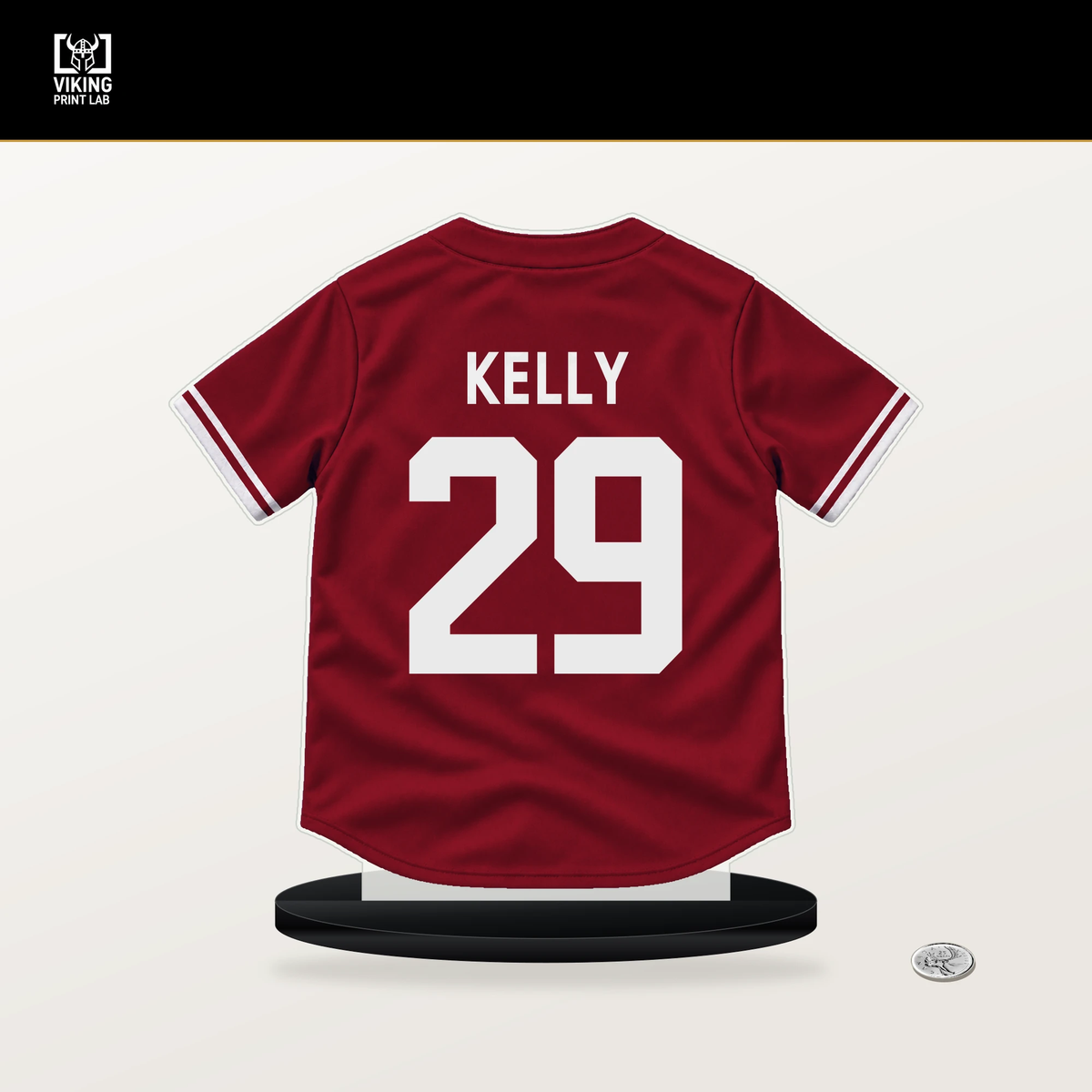 Merrill Kelly number 29 Arizona Diamondbacks jersey stand with included black base.