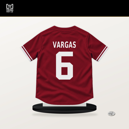 Ildemaro Vargas number 6 Arizona Diamondbacks jersey stand with included black base.