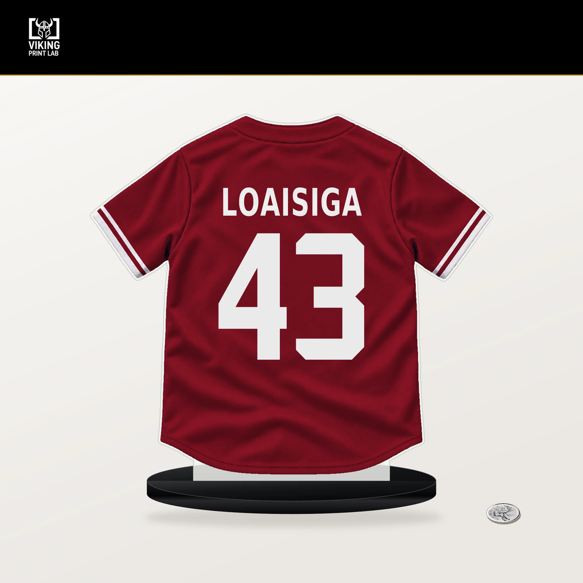 Jonathan Loaisiga number 43 Arizona Diamondbacks jersey stand with included black base.