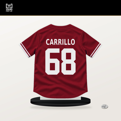 Gerardo Carrillo number 68 Arizona Diamondbacks jersey stand with included black base.