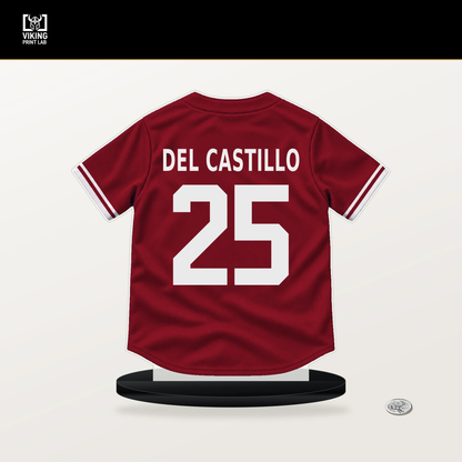 Adrian Del Castillo number 25 Arizona Diamondbacks jersey stand with included black base.