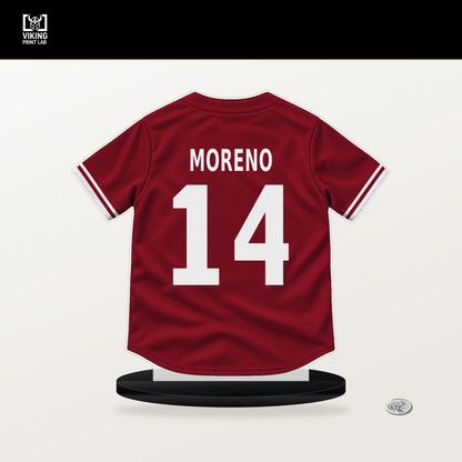 Gabriel Moreno number 14 Arizona Diamondbacks jersey stand with included black base.