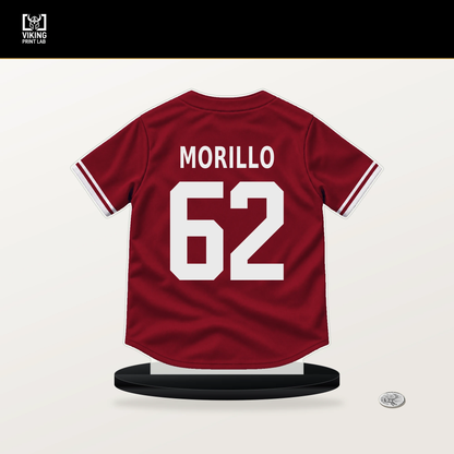 Juan Morillo number 62 Arizona Diamondbacks jersey stand with included black base.