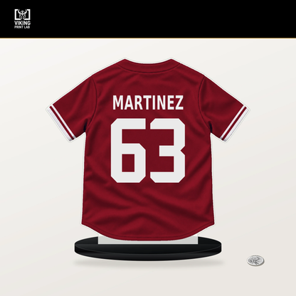 Justin Martinez number 63 Arizona Diamondbacks jersey stand with included black base.