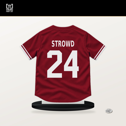 Kade Strowd number 24 Arizona Diamondbacks jersey stand with included black base.