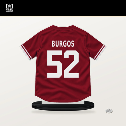 Juan Burgos number 52 Arizona Diamondbacks jersey stand with included black base.