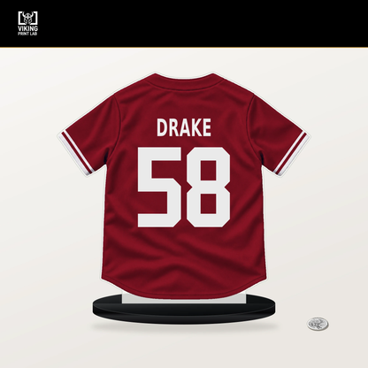 Kohl Drake number 58 Arizona Diamondbacks jersey stand with included black base.