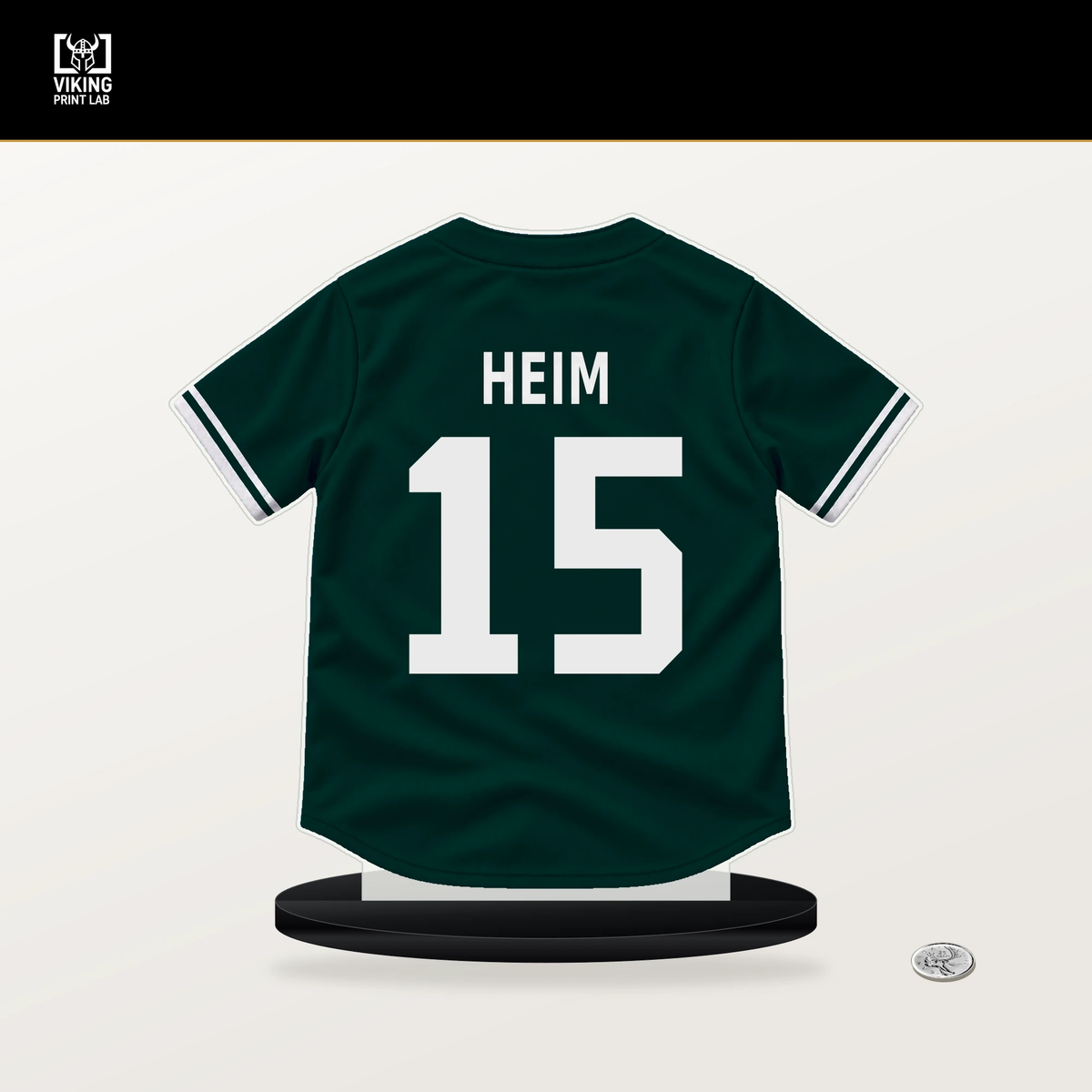 Jonah Heim number 15 Athletics jersey stand with included black base.