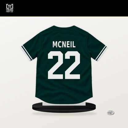 Jeff McNeil number 22 Athletics jersey stand with included black base.