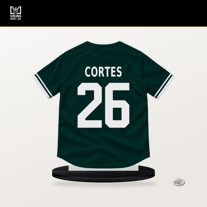 Carlos Cortes number 26 Athletics jersey stand with included black base.