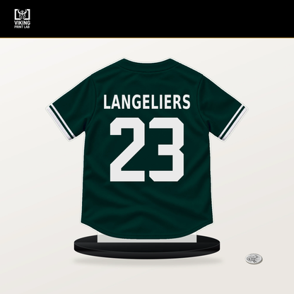 Shea Langeliers number 23 Athletics jersey stand with included black base.