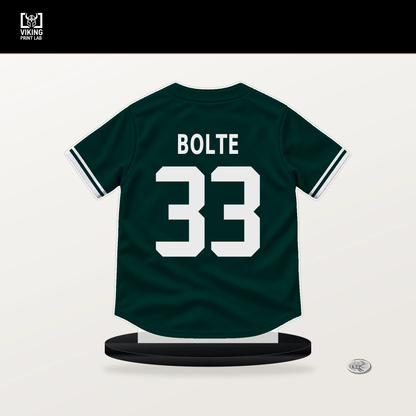 Henry Bolte number 33 Athletics jersey stand with included black base.