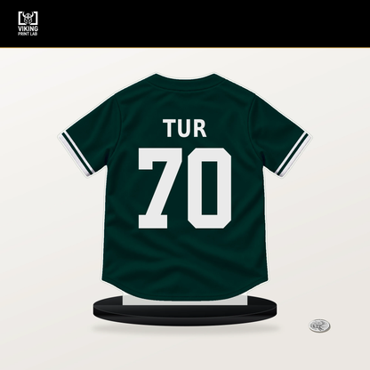 Yunior Tur number 70 Athletics jersey stand with included black base.