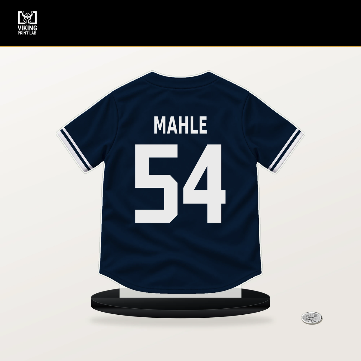 Tyler Mahle number 54 Atlanta Braves jersey stand with included black base.