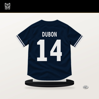Mauricio Dubon number 14 Atlanta Braves jersey stand with included black base.