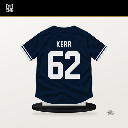 Ray Kerr number 62 Atlanta Braves jersey stand with included black base.