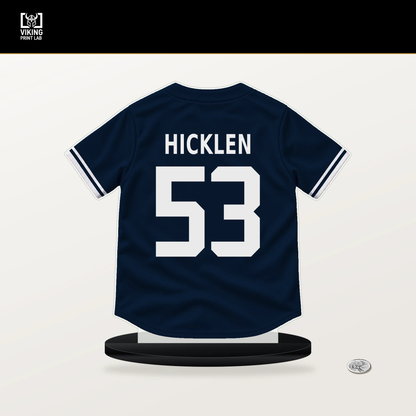 Brewer Hicklen number 53 Atlanta Braves jersey stand with included black base.