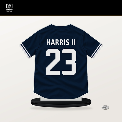 Michael Harris II number 23 Atlanta Braves jersey stand with included black base.