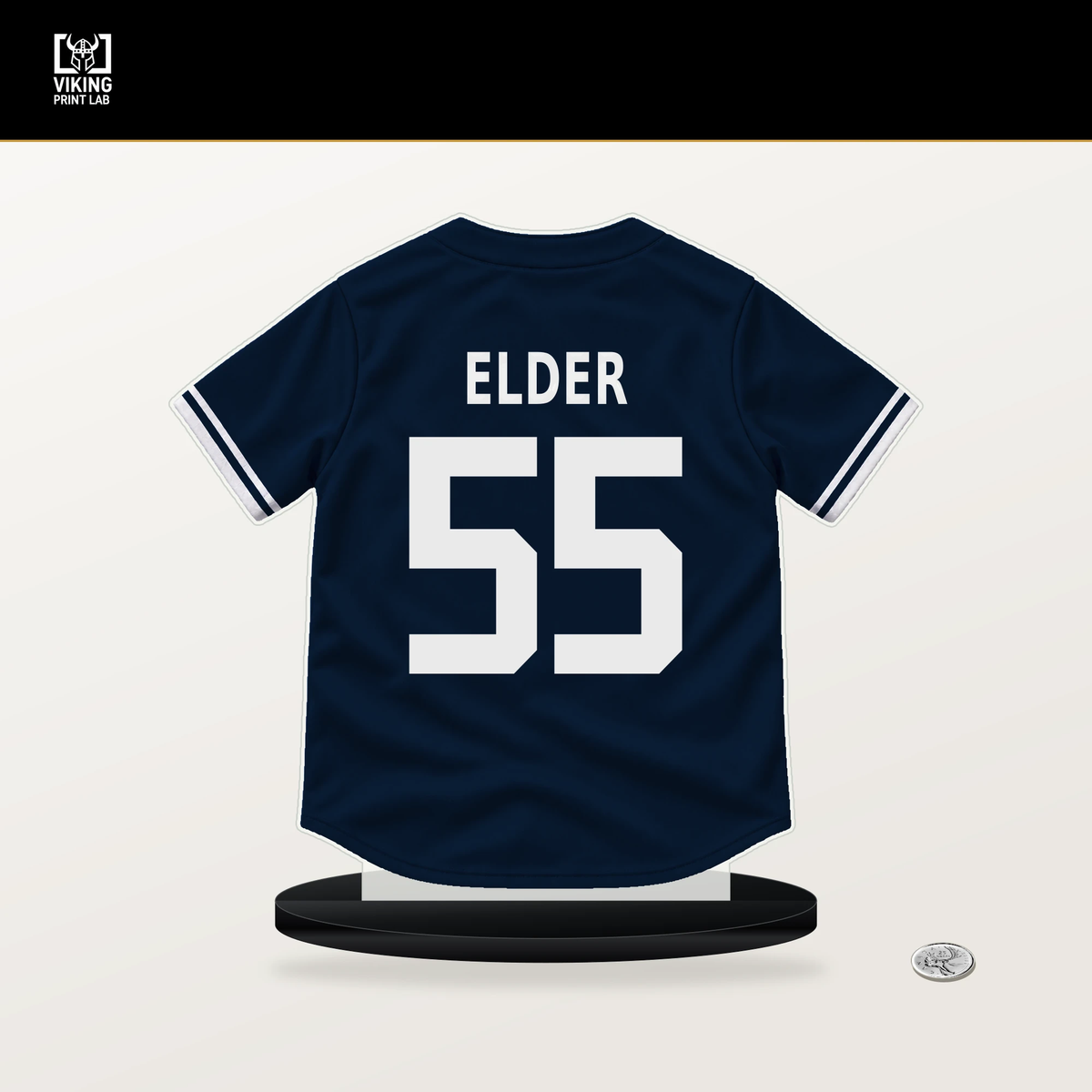 Bryce Elder number 55 Atlanta Braves jersey stand with included black base.