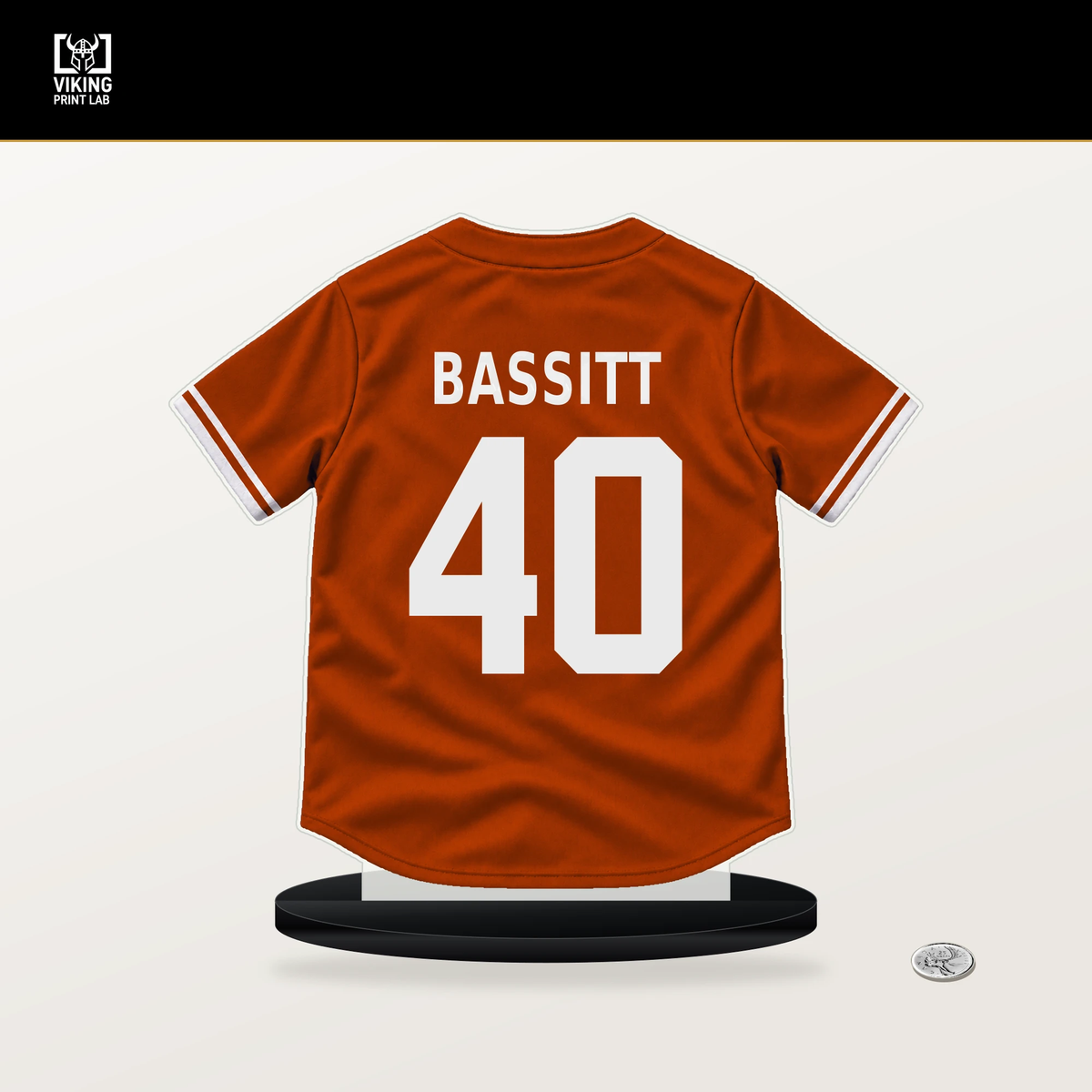 Chris Bassitt number 40 Baltimore Orioles jersey stand with included black base.