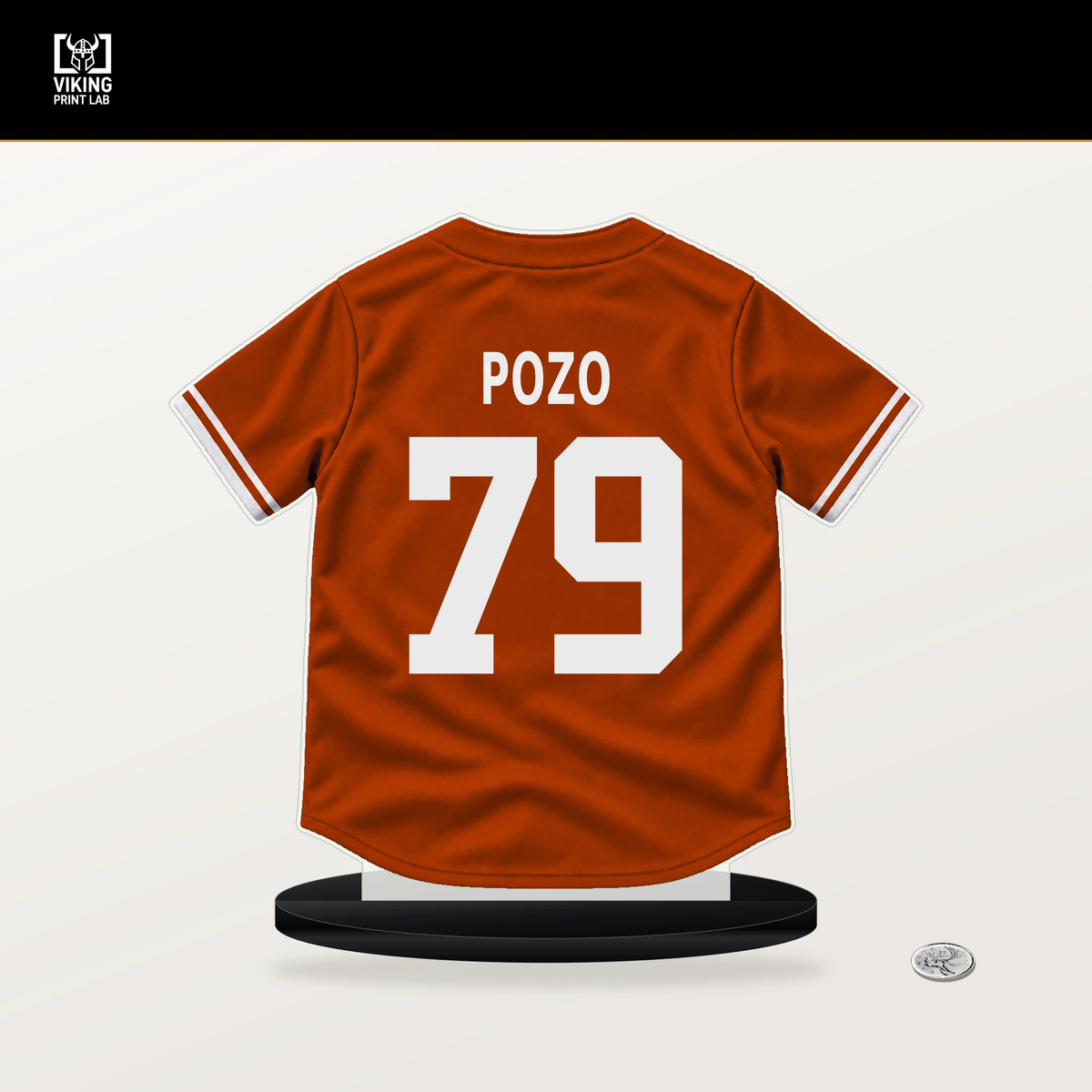 Yohel Pozo number 79 Baltimore Orioles jersey stand with included black base.