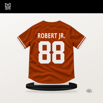 Luis Robert Jr. number 88 Baltimore Orioles jersey stand with included black base.