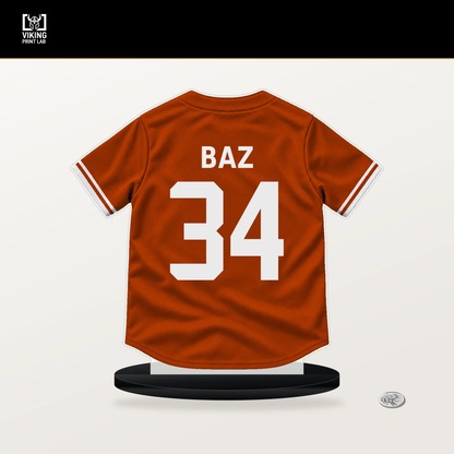Shane Baz number 34 Baltimore Orioles jersey stand with included black base.