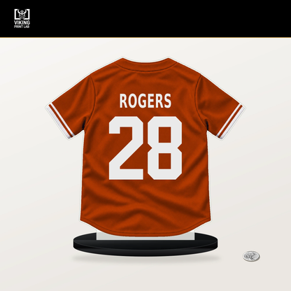 Trevor Rogers number 28 Baltimore Orioles jersey stand with included black base.