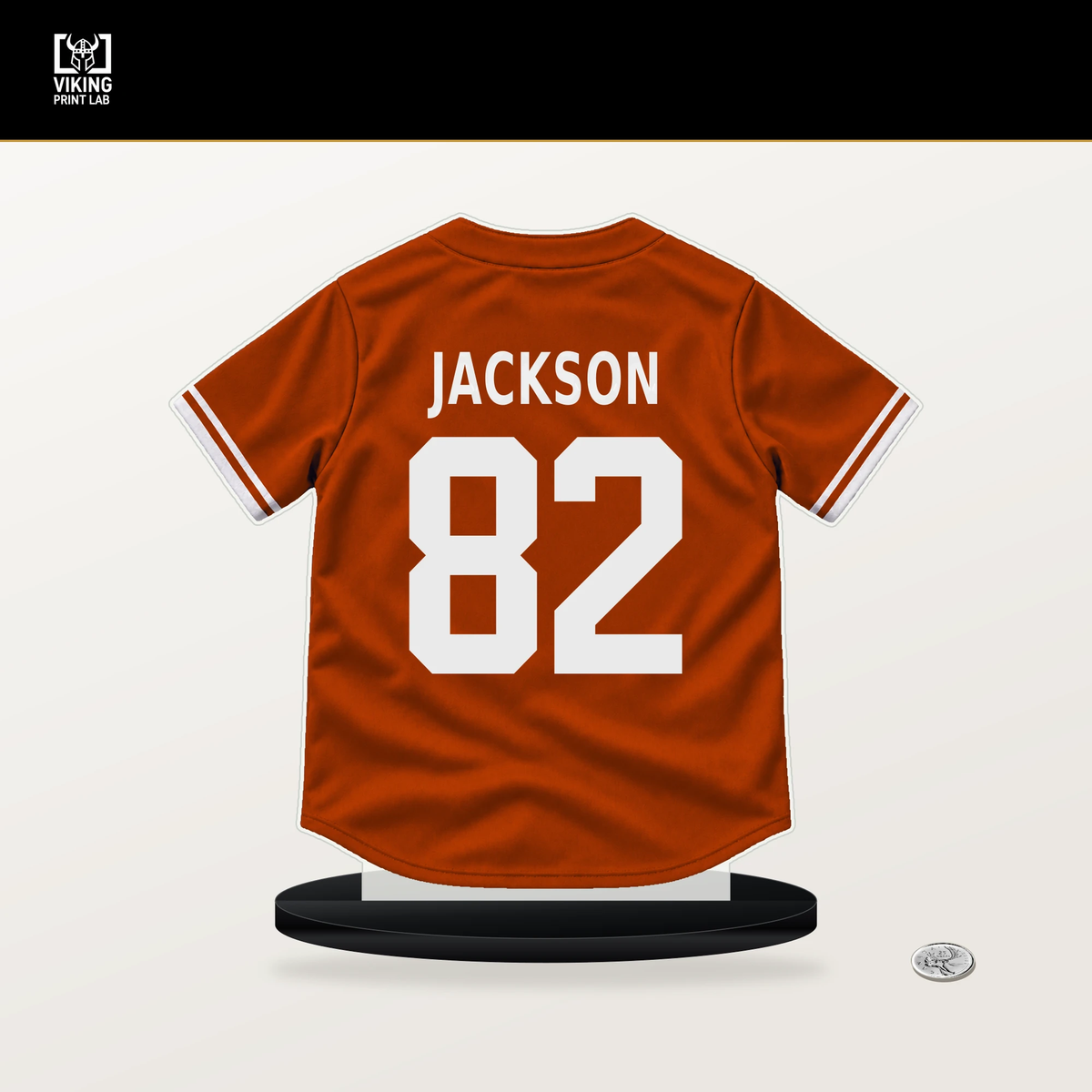 Jeremiah Jackson number 82 Baltimore Orioles jersey stand with included black base.