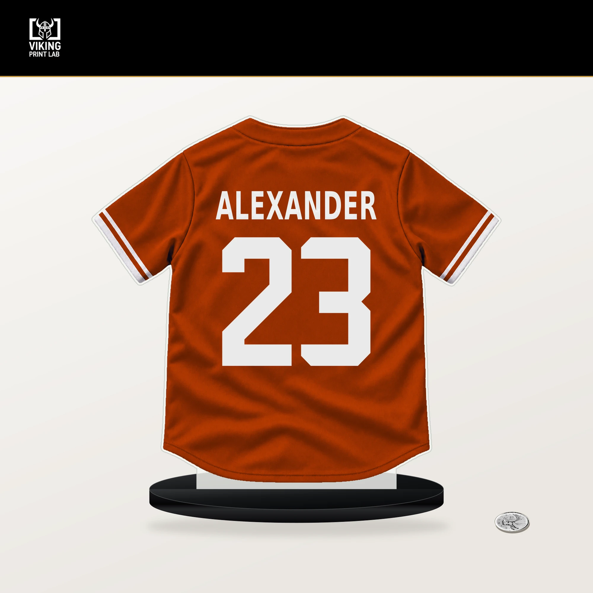 Blaze Alexander number 23 Baltimore Orioles jersey stand with included black base.