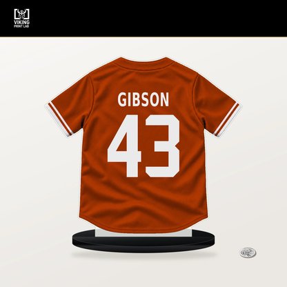 Trey Gibson number 43 Baltimore Orioles jersey stand with included black base.