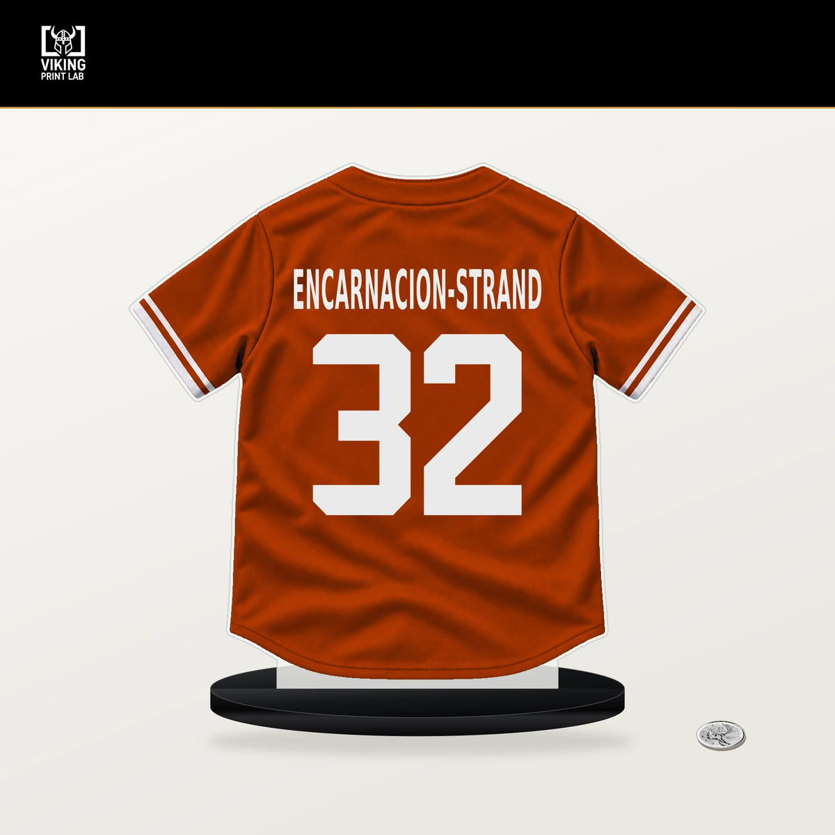 Christian Encarnacion-Strand number 32 Baltimore Orioles jersey stand with included black base.
