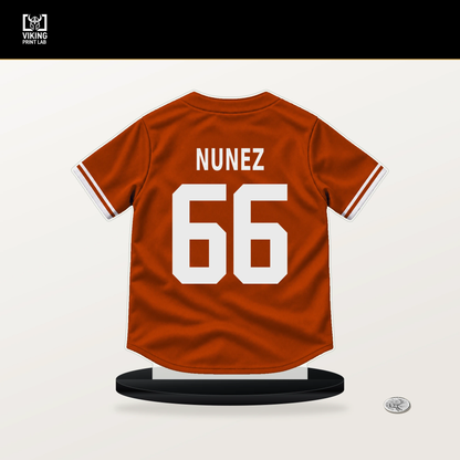 Anthony Nunez number 66 Baltimore Orioles jersey stand with included black base.