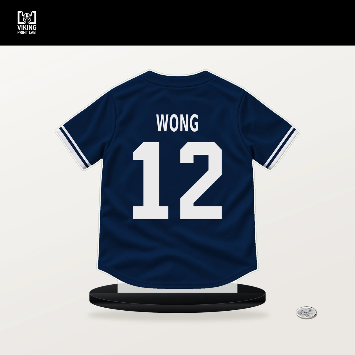 Connor Wong number 12 Boston Red Sox jersey stand with included black base.