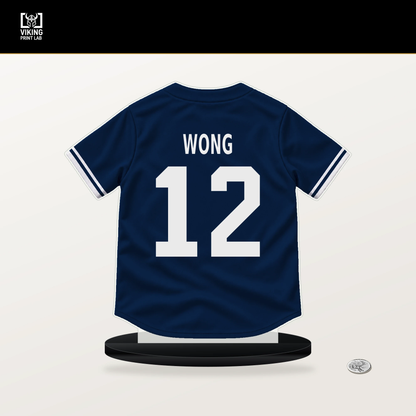 Connor Wong number 12 Boston Red Sox jersey stand with included black base.