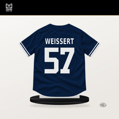 Greg Weissert number 57 Boston Red Sox jersey stand with included black base.