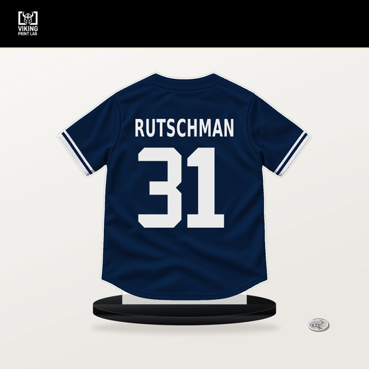 Adley Rutschman number 31 Boston Red Sox jersey stand with included black base.