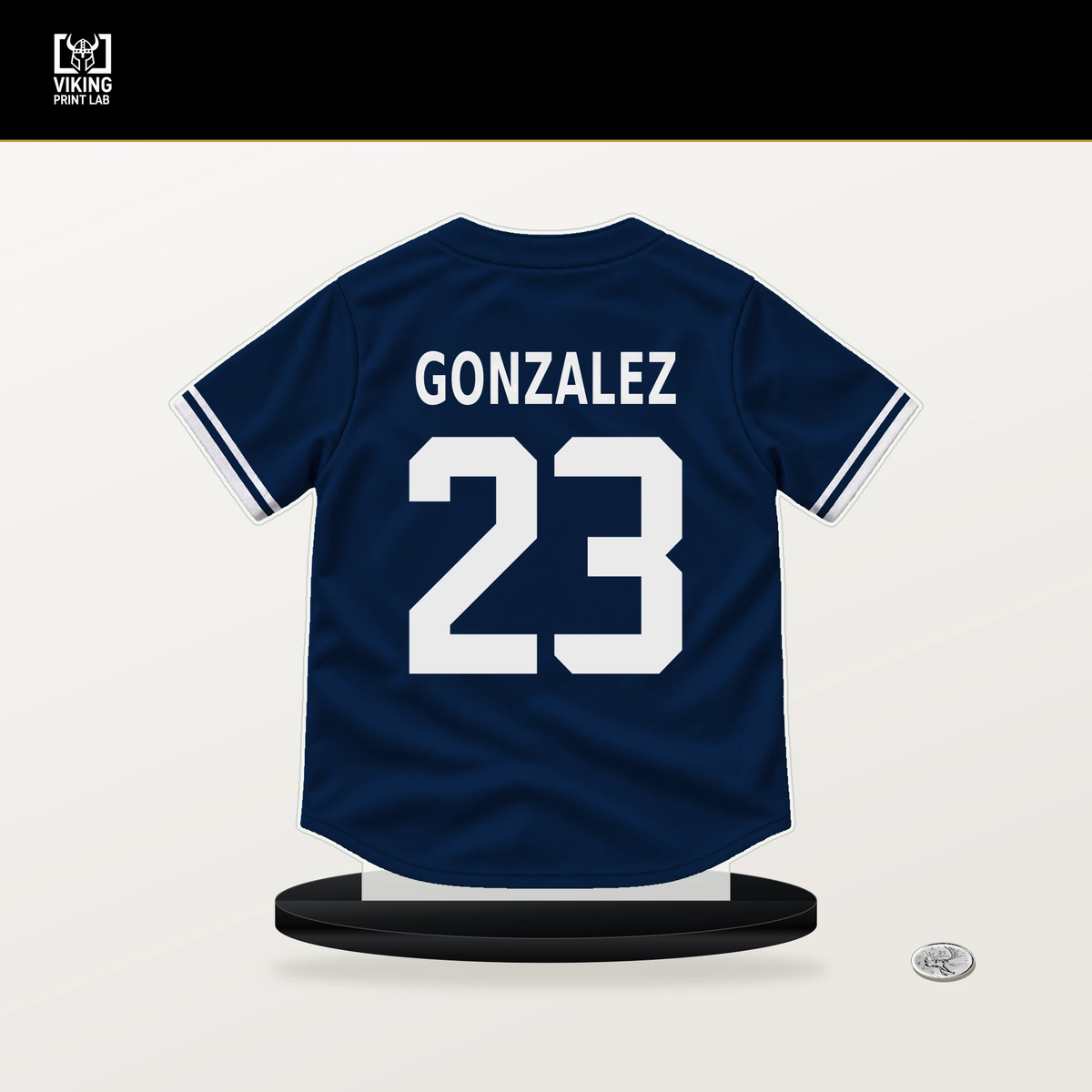 Romy Gonzalez number 23 Boston Red Sox jersey stand with included black base.
