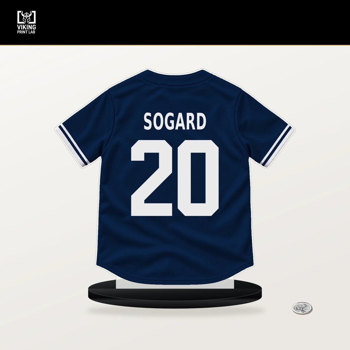 Nick Sogard number 20 Boston Red Sox jersey stand with included black base.