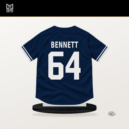 Jake Bennett number 64 Boston Red Sox jersey stand with included black base.