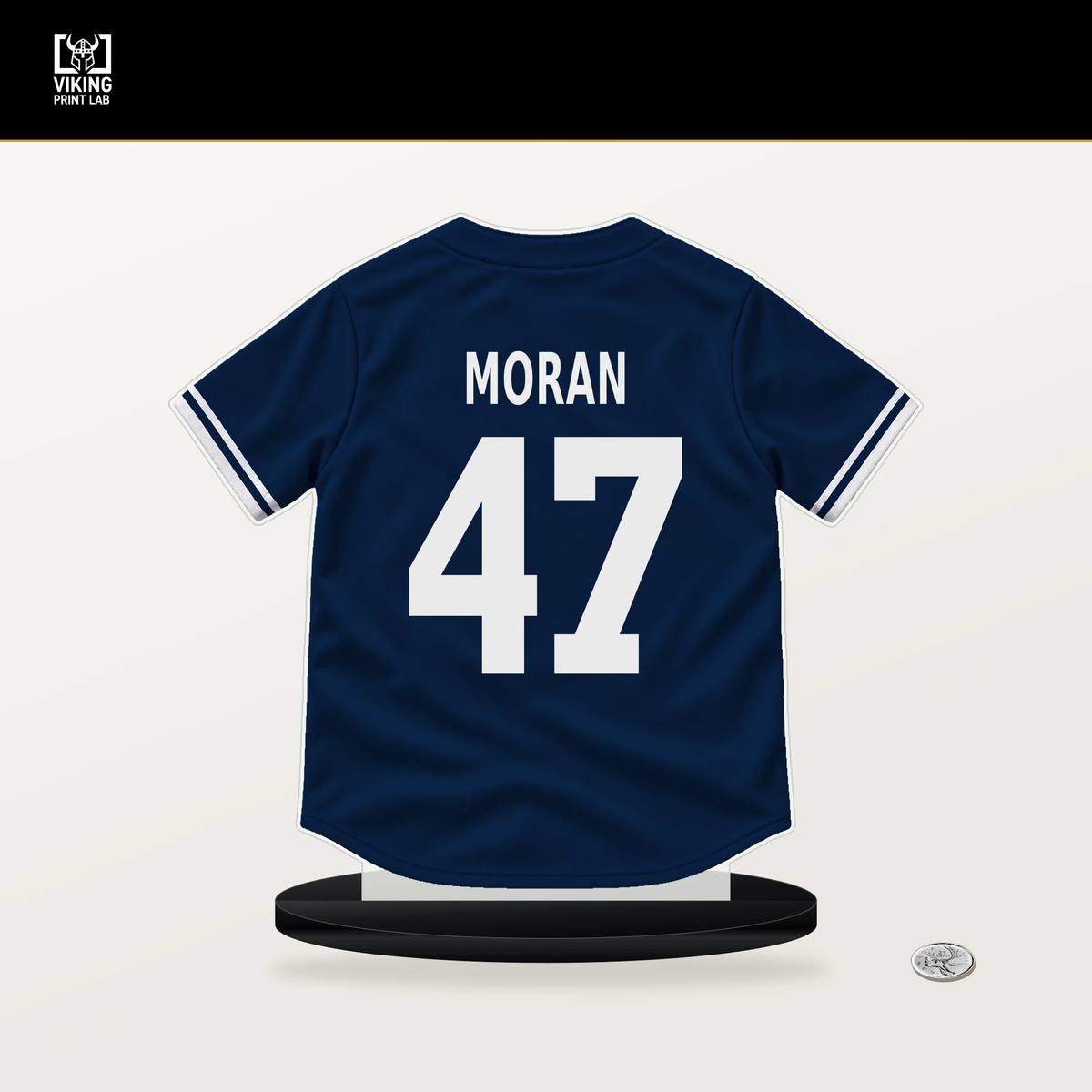 Jovani Moran number 47 Boston Red Sox jersey stand with included black base.