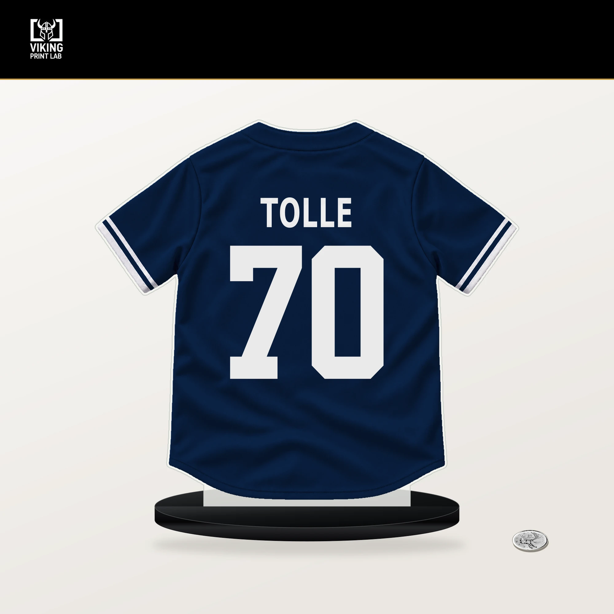 Payton Tolle number 70 Boston Red Sox jersey stand with included black base.