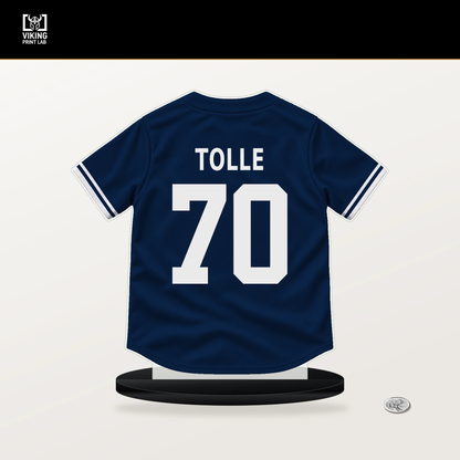Payton Tolle number 70 Boston Red Sox jersey stand with included black base.