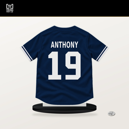 Roman Anthony number 19 Boston Red Sox jersey stand with included black base.