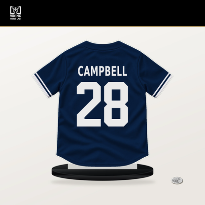 Kristian Campbell number 28 Boston Red Sox jersey stand with included black base.